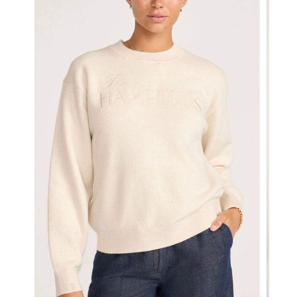 Brochu Walker The Hamptons Crewneck Sweater in Oatmeal Size Small